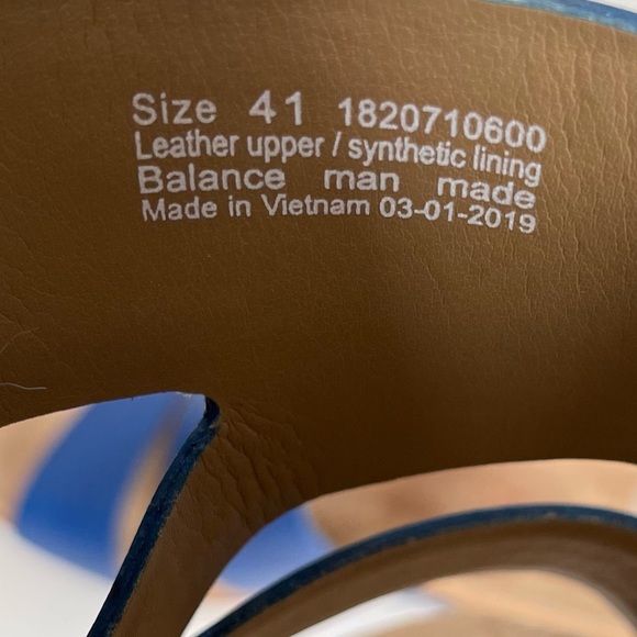 Dansko Lacee Platform Sandal Slide Shoe Cobalt Blue Burnished Leather Open Toe - Picture 12 of 12